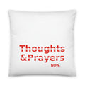 Typography-based protest graphic with 'Policy & Change' over crossed-out 'Thoughts' and 'Prayers' Pillow front view — Wandering With Pride