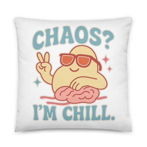 Chos cat cartoon character with peace sign Pillow front view — Wandering With Pride