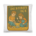 Two 1950s-style children examining an object with a magnifying glass Pillow front view — Wandering With Pride