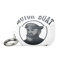 Monochromatic bearded man in flat cap AirPods Case front view — Wandering With Pride