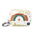 Gay the Pray Away illustration with rainbow arc, star, and crescent moon AirPods Case front view — Wandering With Pride