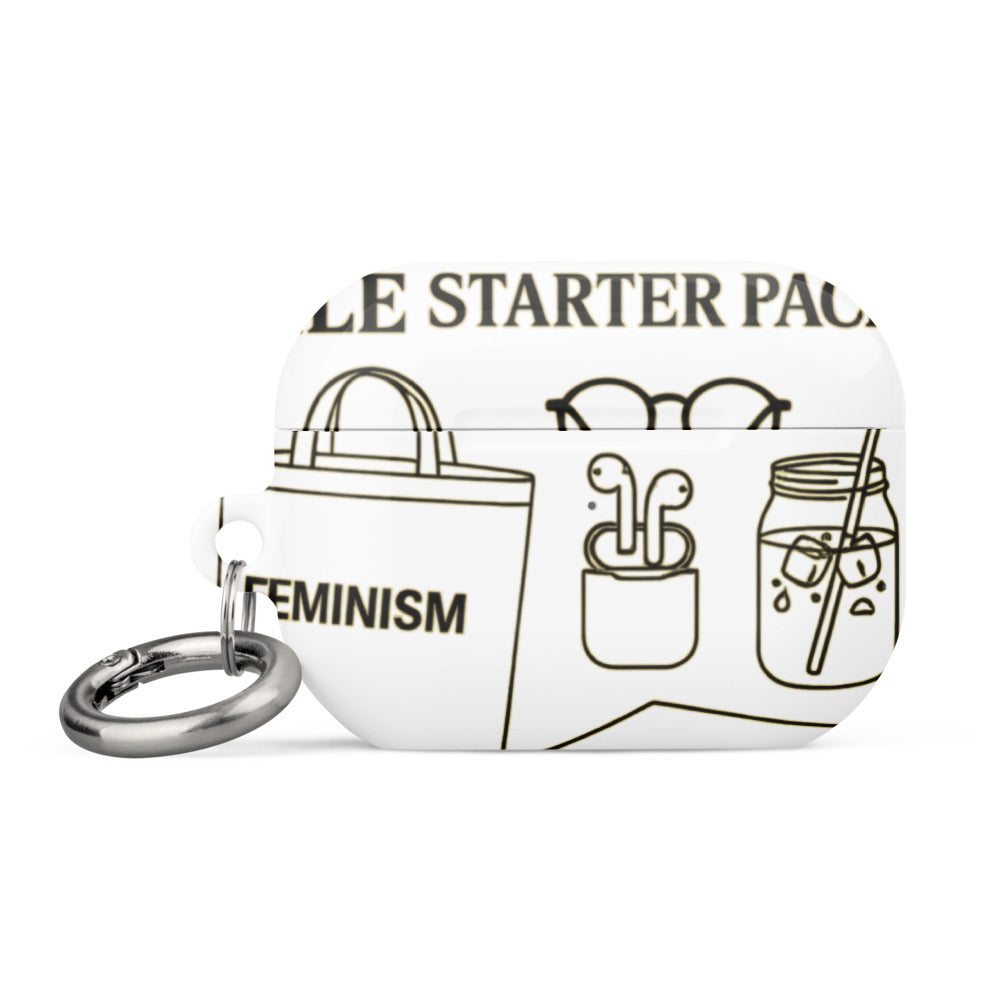 Typography with 'PERFORMATIVE MALE STARTER PACK' text AirPods Case front view — Wandering With Pride