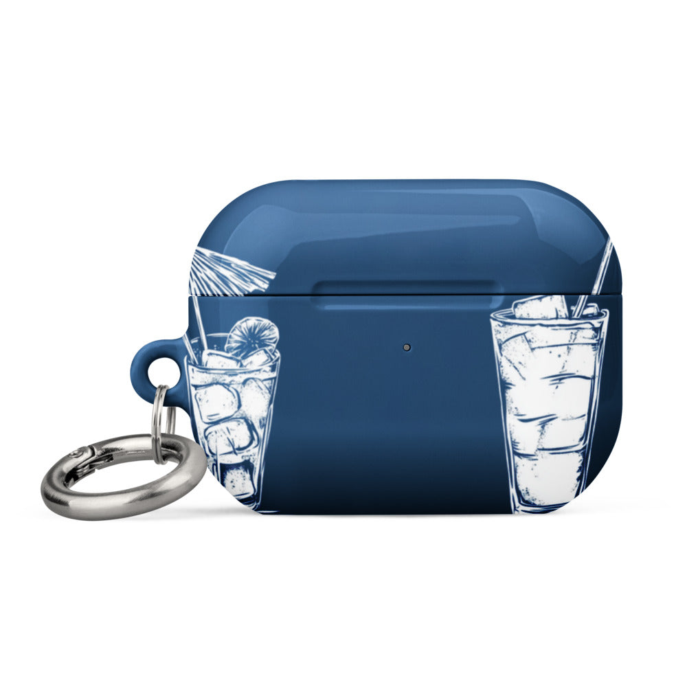 stylized tropical drink illustration with two glasses (one with umbrella, one with citrus slice) AirPods Case front view — Wandering With Pride