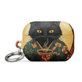 cat in traditional Japanese kimono holding tea AirPods Case front view — Wandering With Pride
