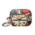 Cubist clock face with 'Demy, Defend' text and geometric shapes AirPods Case front view — Wandering With Pride