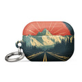 mountain range with road and sun illustration AirPods Case front view — Wandering With Pride