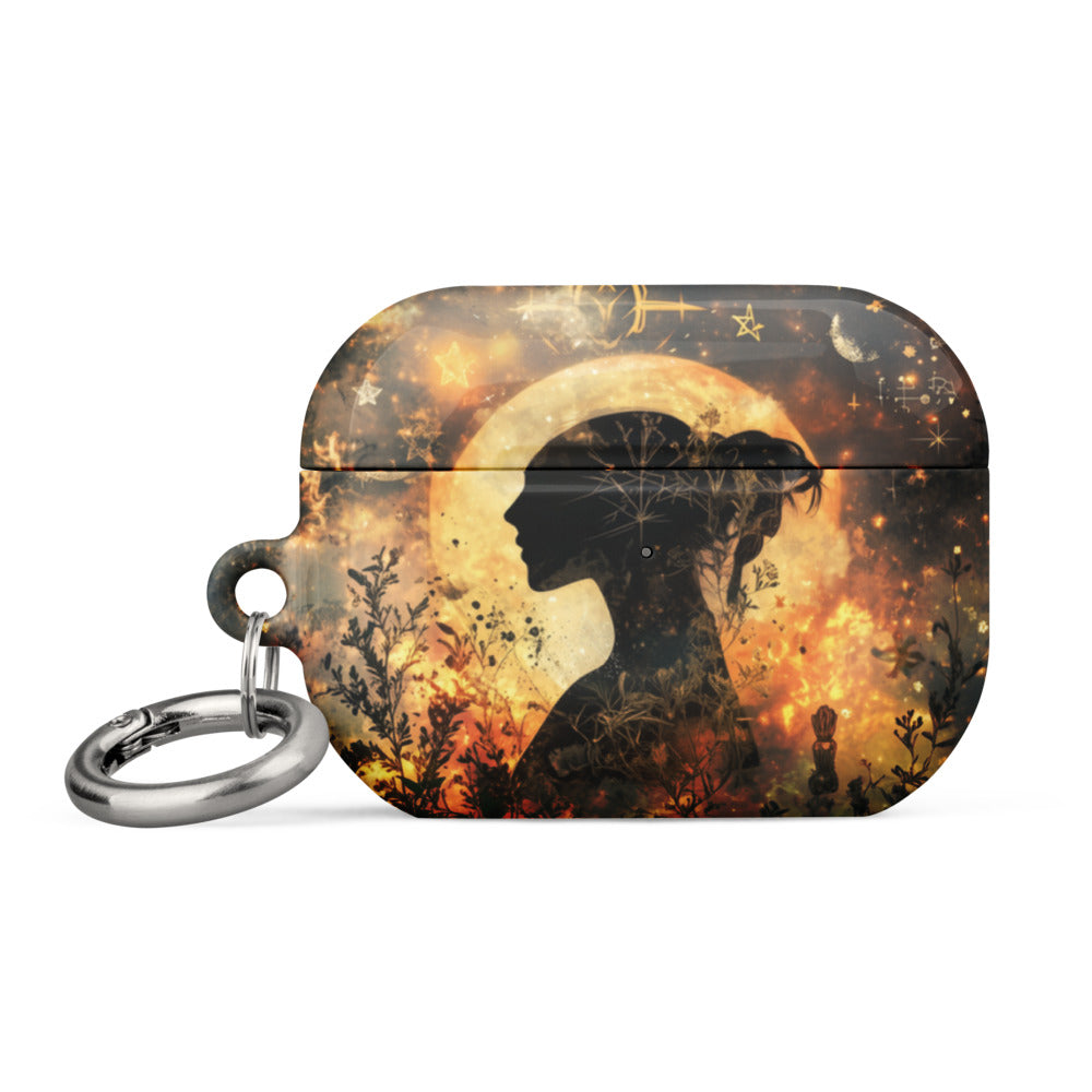 abstract rainbow swirl with soft watercolor blooms AirPods Case front view — Wandering With Pride