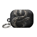 snake coiled around a skull illustration AirPods Case front view — Wandering With Pride