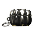 Three women in 19th/early 20th-century style dresses and hats with bold gold text 'GIRLS WILL BE GIRL' AirPods Case front view — Wandering With Pride