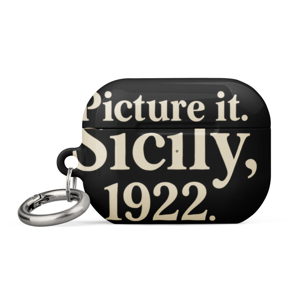 Picture it. Sicily, 1922. typography AirPods Case front view — Wandering With Pride