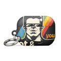 Illustrated man in sunglasses with 'Are you hot & proud?' text AirPods Case front view — Wandering With Pride