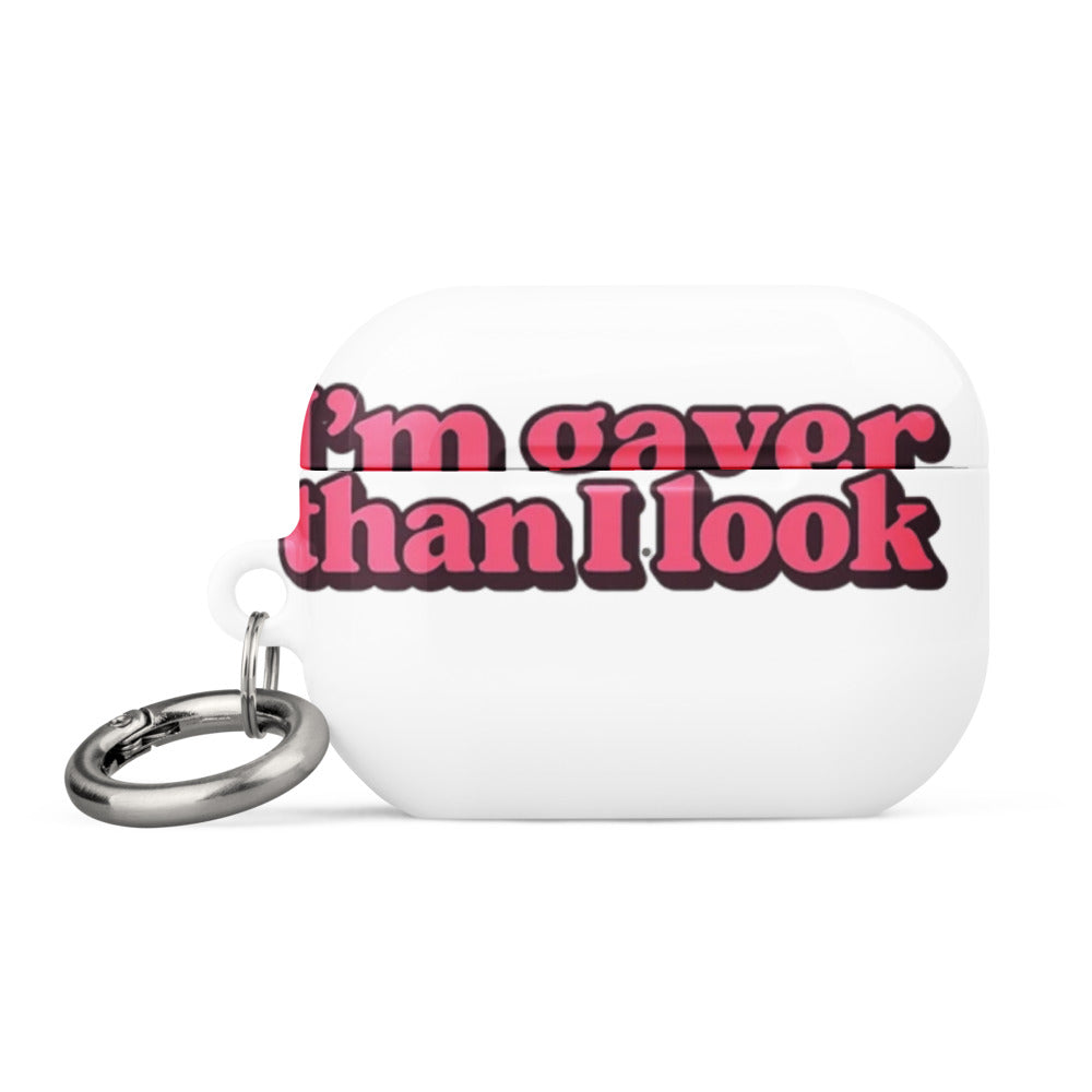 'I can’t help you with that. Is there anything else I can help you with?' typography AirPods Case front view — Wandering With Pride