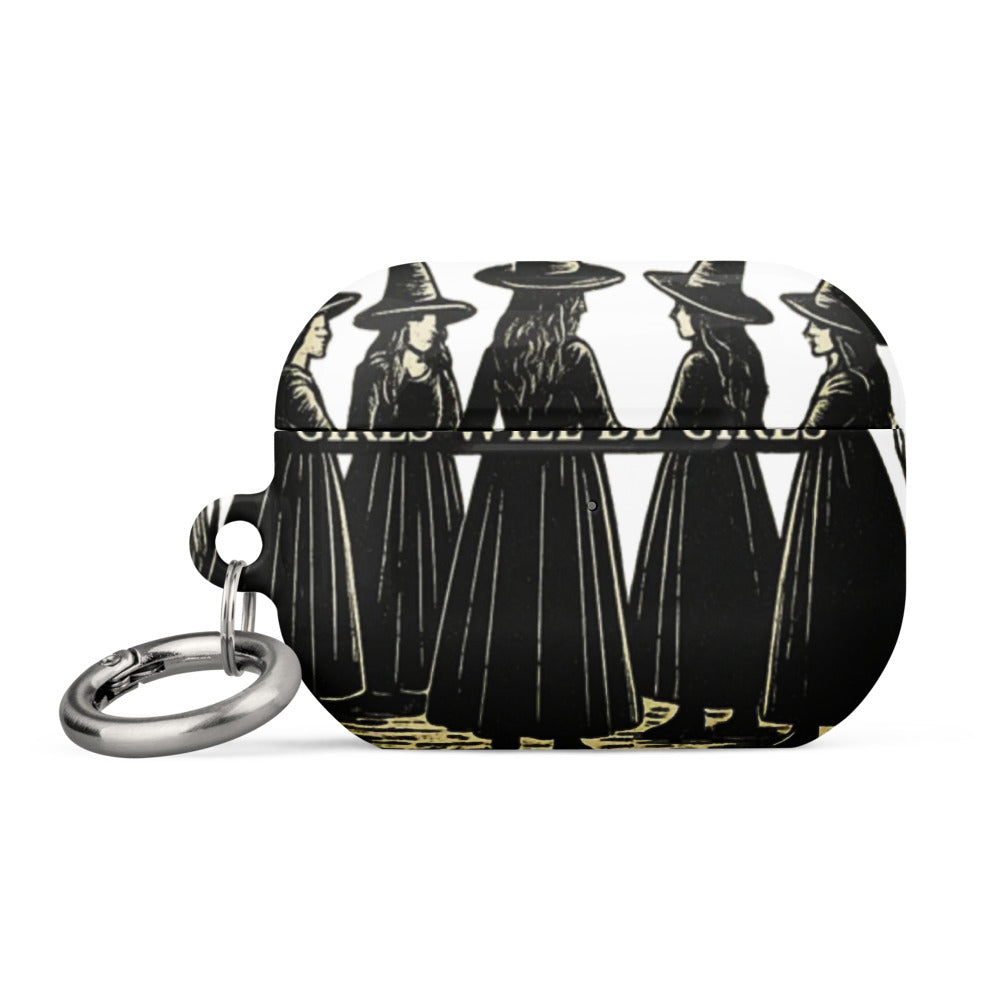 The Wiz witches illustration with 'GIRLSS WILL BE GIRLSS' text AirPods Case front view — Wandering With Pride