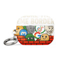 Satirical 'Meme Border' typography with repeated 'En' phonetic text AirPods Case front view — Wandering With Pride