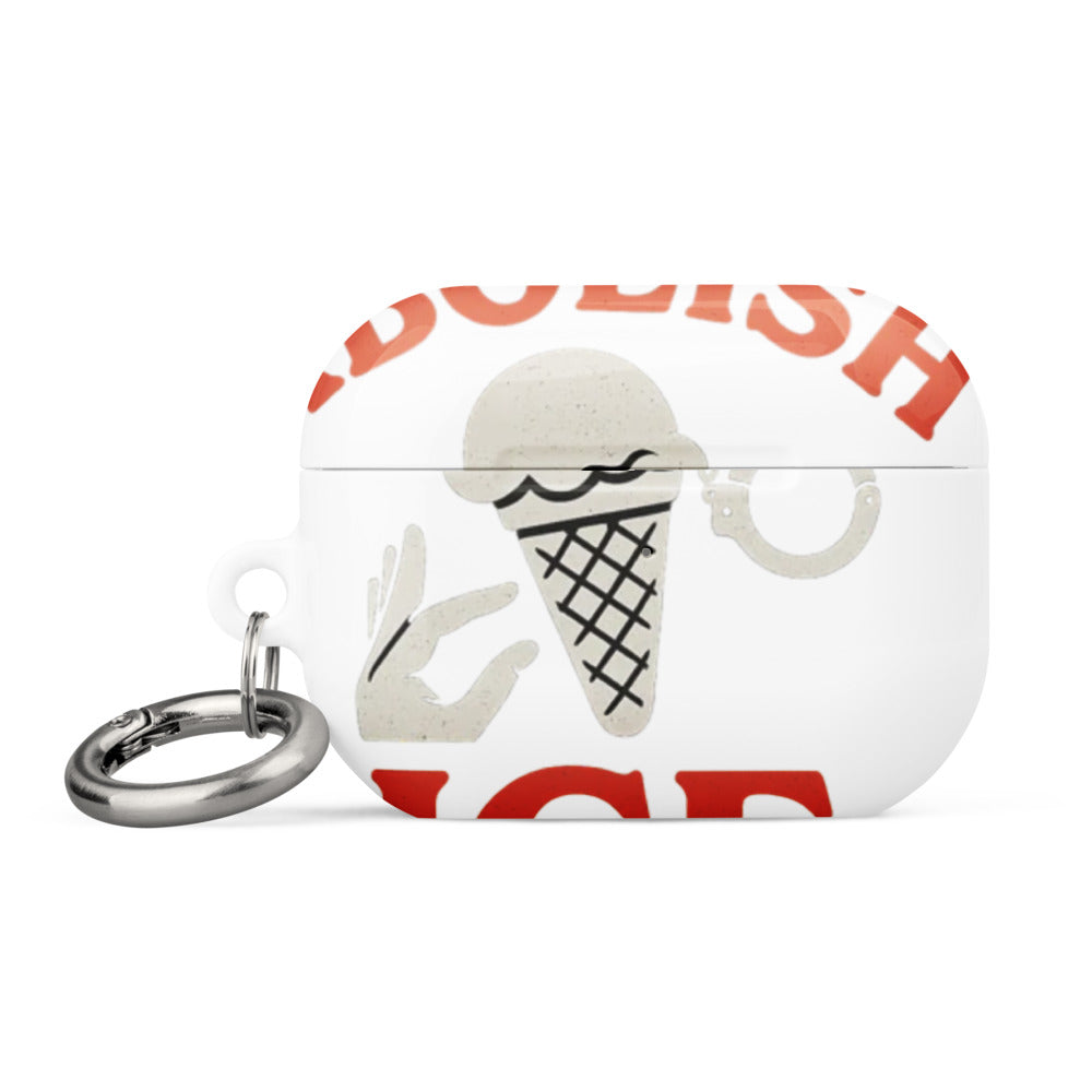 ice cream cone with hand reaching out and 'ABOLISH ICE' text AirPods Case front view — Wandering With Pride