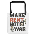 Typography with peace sign and flower Tote Bag front view — Wandering With Pride