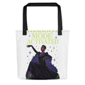 abstract female figure in dynamic pose surrounded by vibrant music energy Tote Bag front view — Wandering With Pride