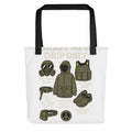 Drip culture gas mask with 'DRAFT ME IN DRIP ONLY' text Tote Bag front view — Wandering With Pride