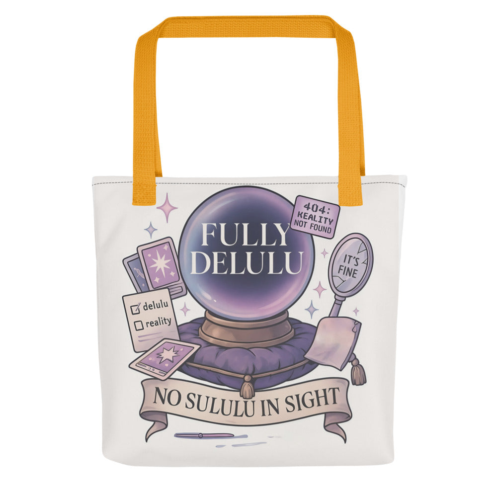 crystal ball surrounded by queer symbols and tarot cards Tote Bag front view — Wandering With Pride