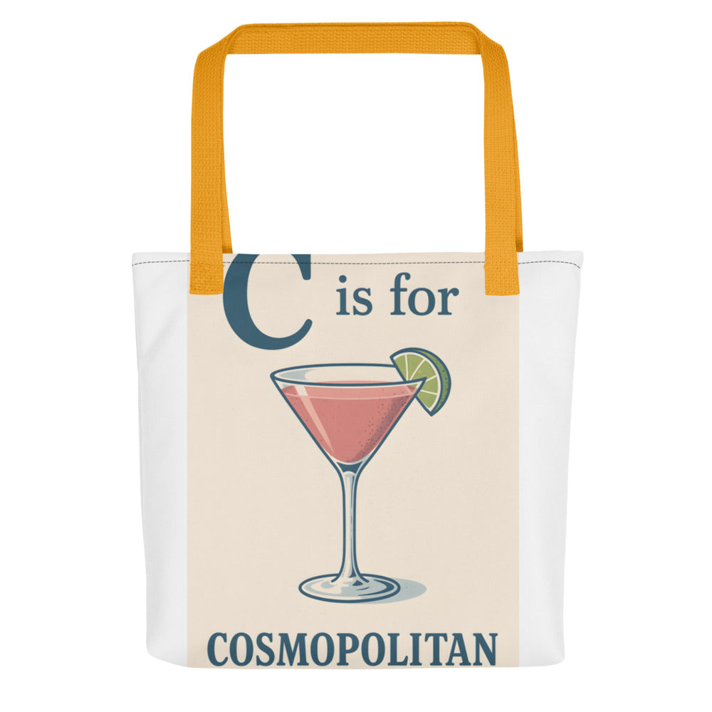 C is for Cosmopolitan alphabet illustration Tote Bag front view — Wandering With Pride