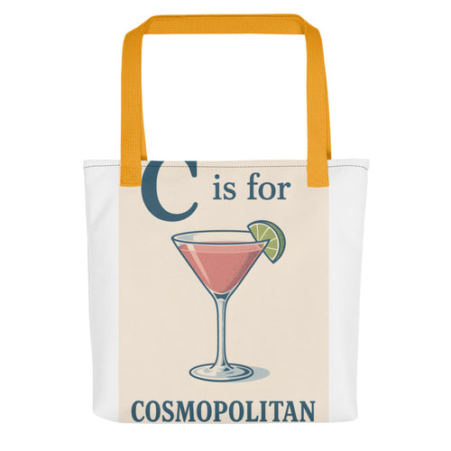 C is for Cosmopolitan alphabet illustration Tote Bag front view — Wandering With Pride