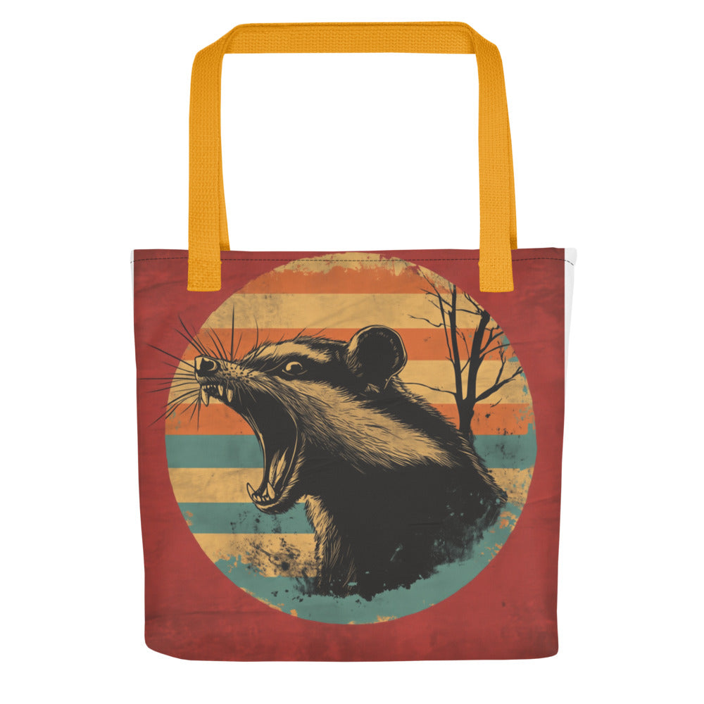 vintage-style retro-futuristic rat illustration Tote Bag front view — Wandering With Pride