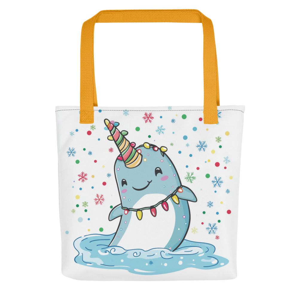 cartoon whalocorn illustration Tote Bag front view — Wandering With Pride