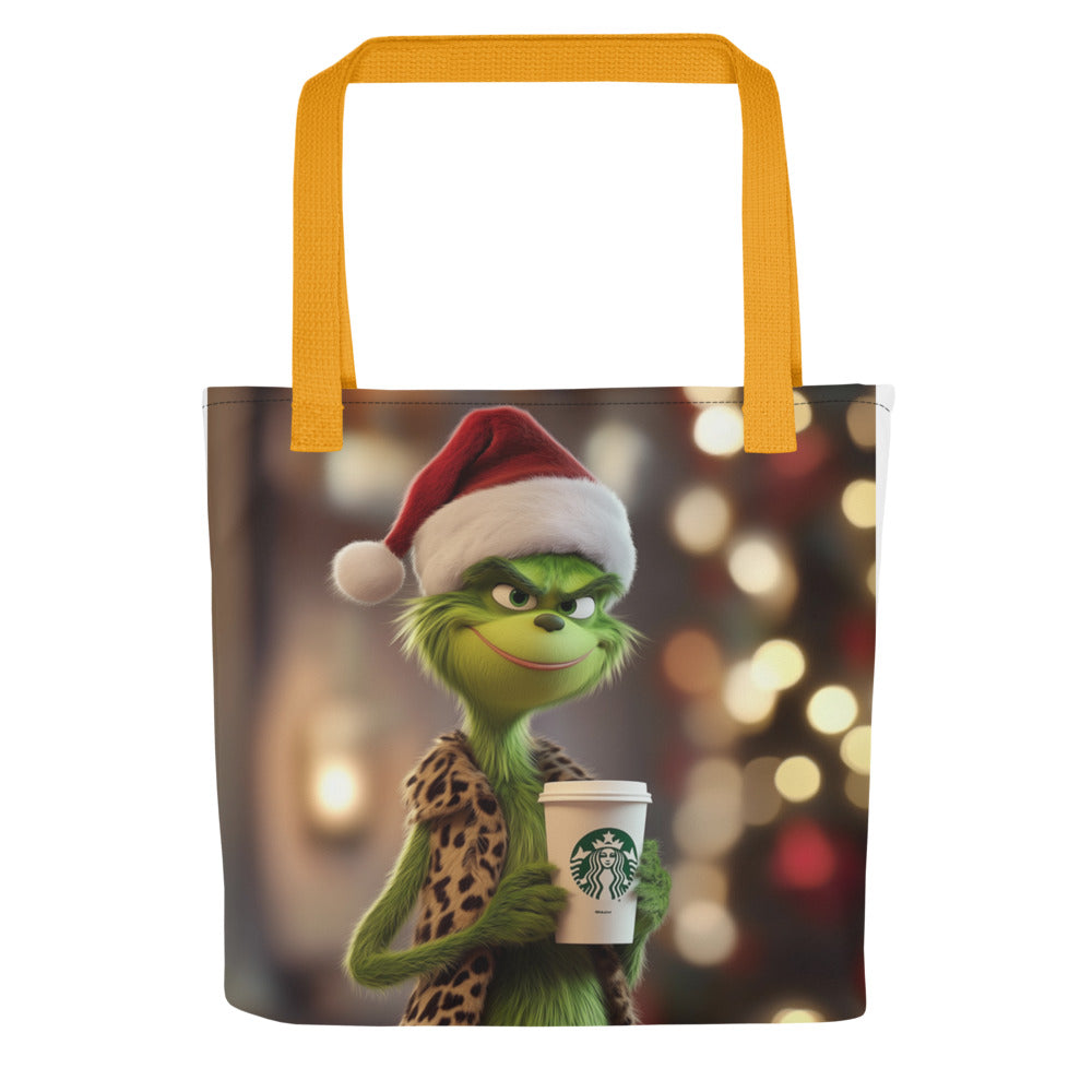 The Grinch portrait Tote Bag front view — Wandering With Pride