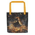 celestial woman illustration with flowing gown and cosmic elements Tote Bag front view — Wandering With Pride