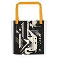 Abstract black-and-white face illustration Tote Bag front view — Wandering With Pride