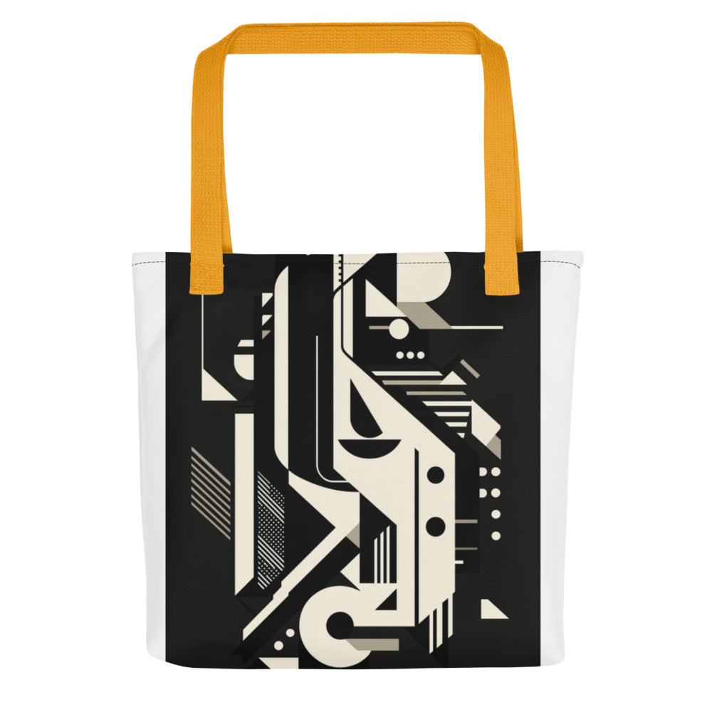 Abstract black-and-white face illustration Tote Bag front view — Wandering With Pride