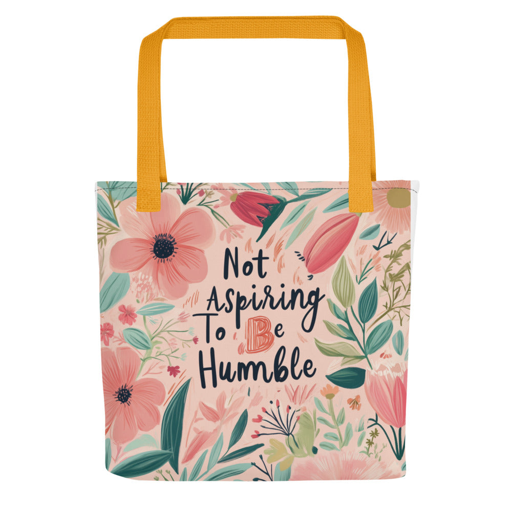 hand-drawn woman's face with floral elements and inspirational typography Tote Bag front view — Wandering With Pride