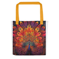 peacock tail illustration Tote Bag front view — Wandering With Pride