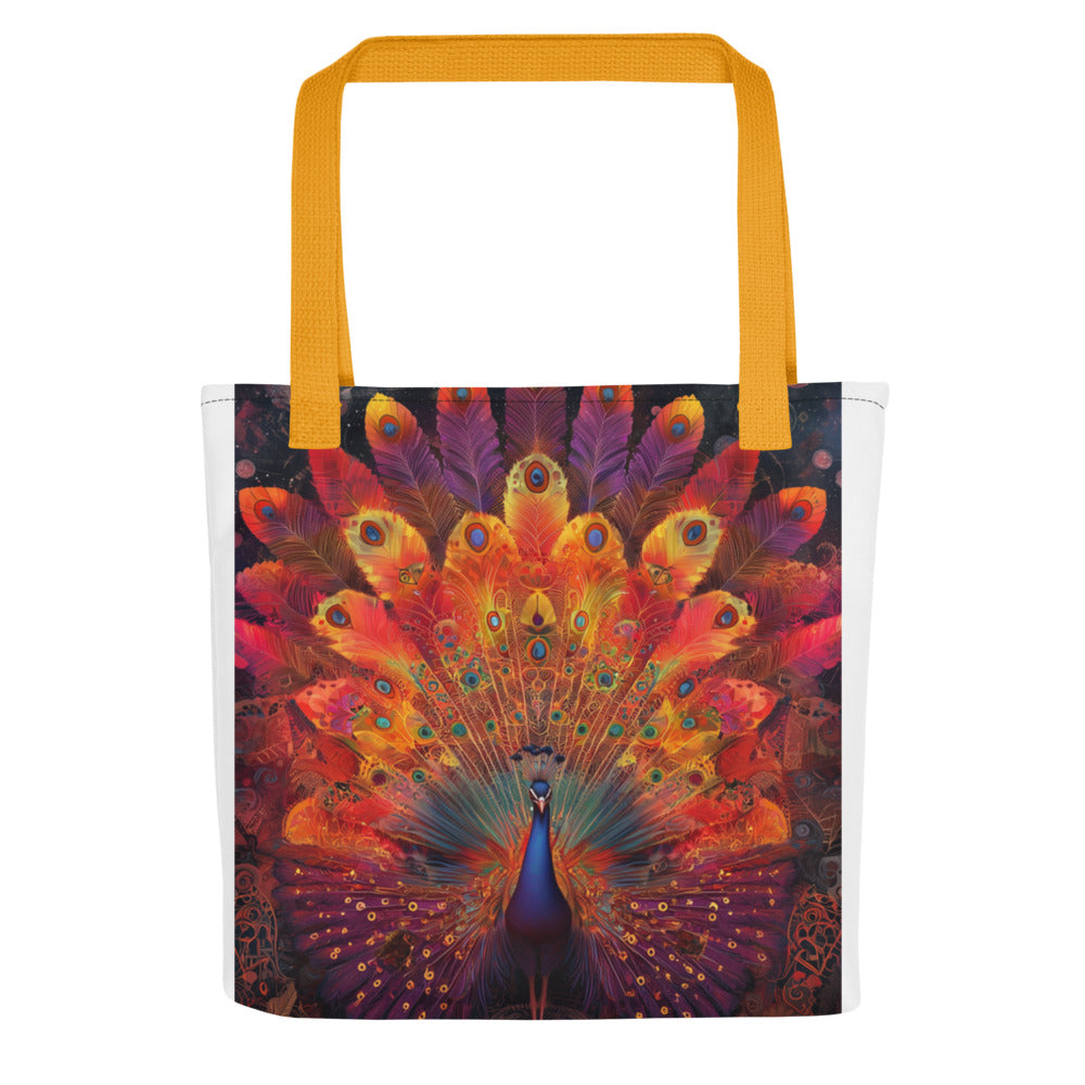 peacock tail illustration Tote Bag front view — Wandering With Pride