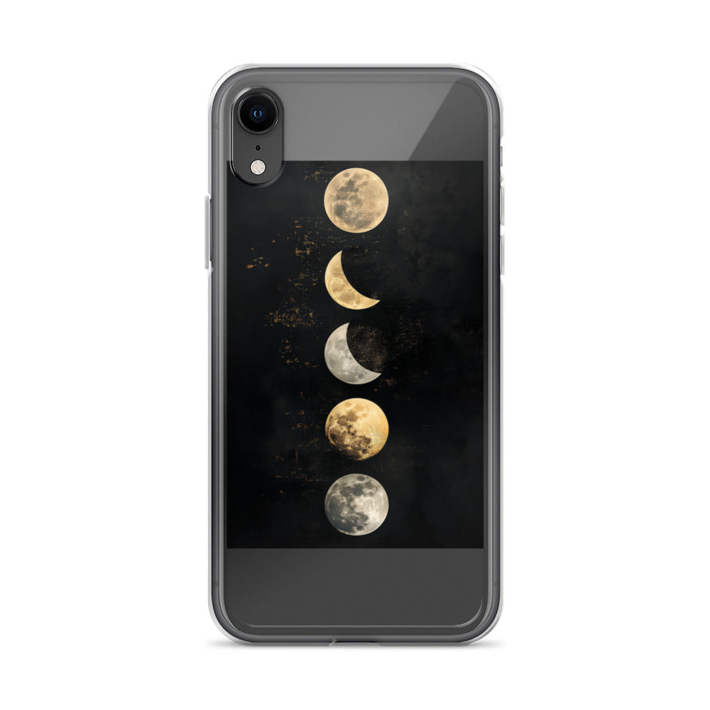 Phases of the Moon - Full, Crescent, and New Moons iPhone Case front view — Wandering With Pride