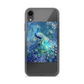 vibrant peacock illustration with glowing eyes and iridescent feathers iPhone Case front view — Wandering With Pride
