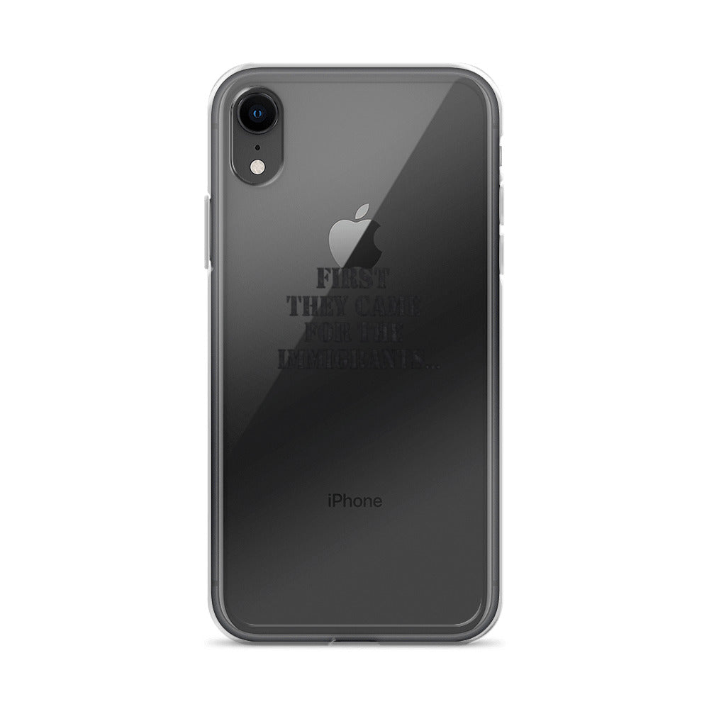FIRST THEY CAME FOR THE... typography iPhone Case front view — Wandering With Pride