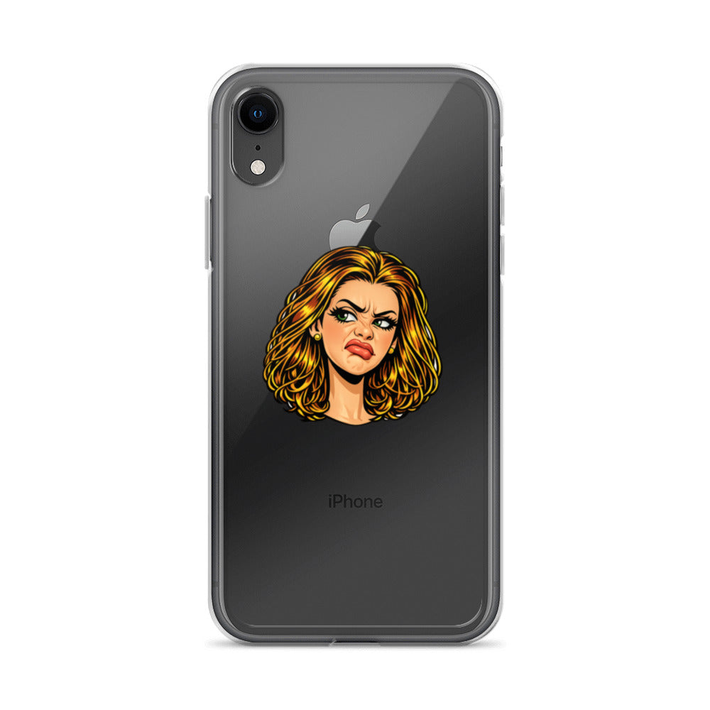 determined blonde woman portrait iPhone Case front view — Wandering With Pride