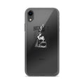 black-and-white illustration of a woman in a witch's hat surrounded by a cauldron iPhone Case front view — Wandering With Pride