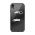 ALLEGEDLY typography in a bold, RAGS-inspired block font iPhone Case front view — Wandering With Pride
