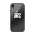 NO ONE IS ILLEGAL ON STOLEN LAND typography iPhone Case front view — Wandering With Pride