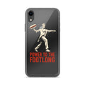 black-and-white illustration of a man in a suit holding a baton, with 'POWER TO THE PEOPLE' text below iPhone Case front view — Wandering With Pride