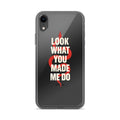 'LOOK WHAT YOU MADE ME DO' typography with red snake illustration iPhone Case front view — Wandering With Pride