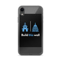 Satirical illustration of White House and Capitol Building with 'Build this wall' text iPhone Case front view — Wandering With Pride
