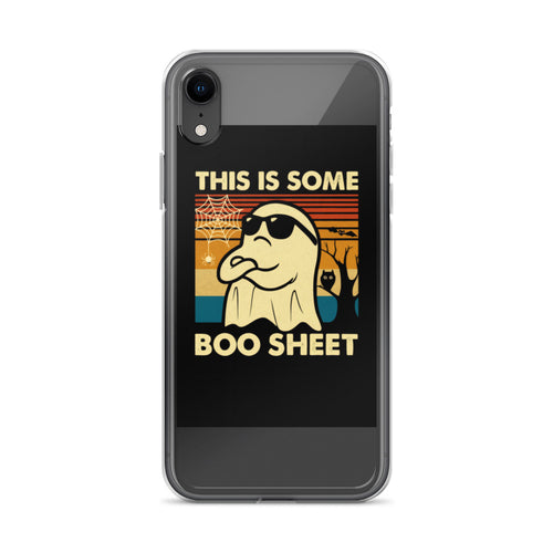 Cartoon ghost with sunglasses and hat iPhone Case front view — Wandering With Pride
