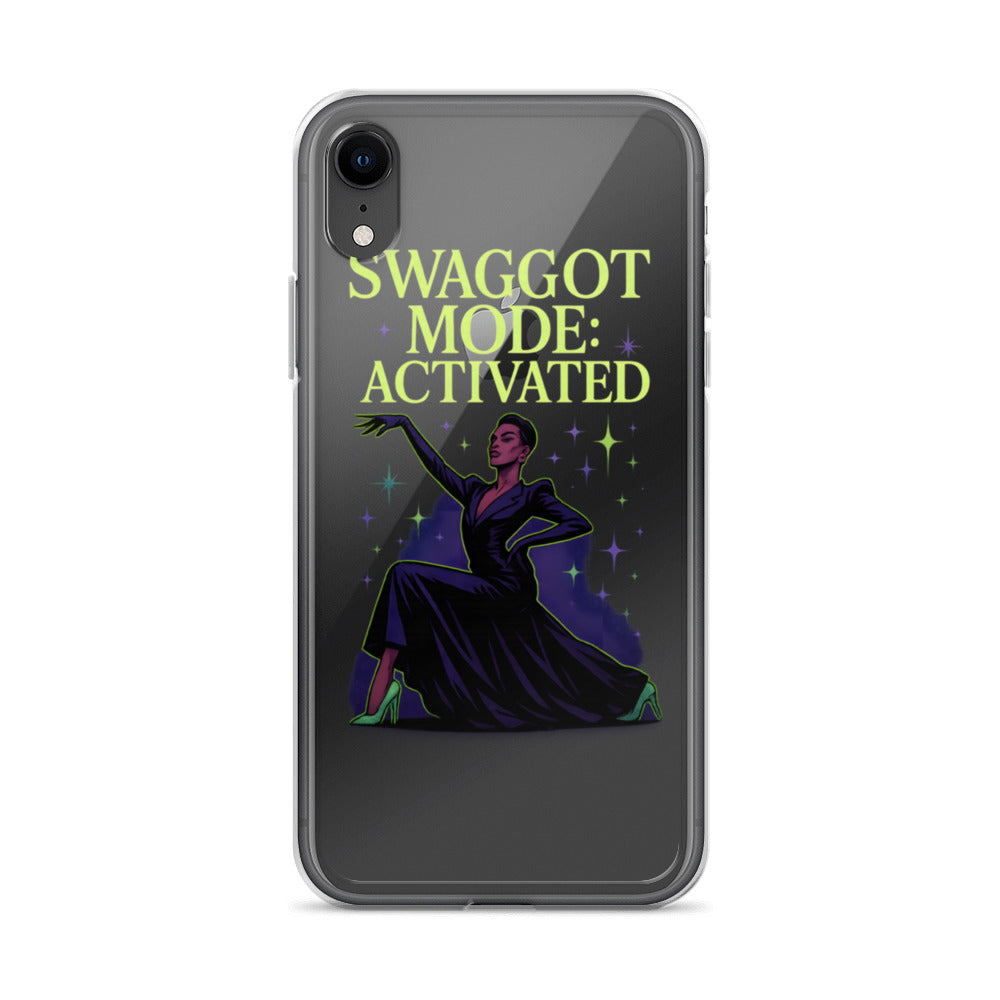 abstract female figure in dynamic pose surrounded by vibrant music energy iPhone Case front view — Wandering With Pride
