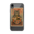 Cat enjoying noodles in a Japanese-style bowl iPhone Case front view — Wandering With Pride