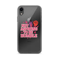 Typography with red raised fist and text 'Not Aspiring to Be Humble' iPhone Case front view — Wandering With Pride