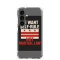 Typography with 'We Want to Live' and fragmented 'We Are the ___' Samsung Case front view — Wandering With Pride