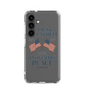 stylized American flag with abstract star patterns Samsung Case front view — Wandering With Pride